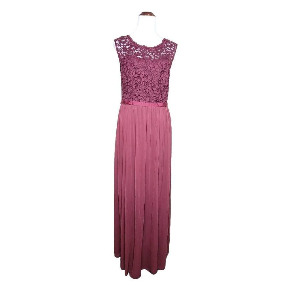 Davids Bridal Lace Top Formal Dress Gown Wine Burgundy 14